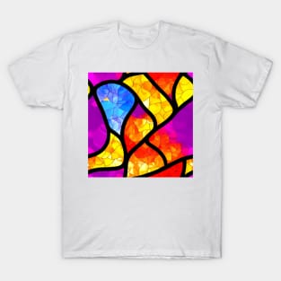 Vibrant Abstract Art - Stained Glass Design Pattern T-Shirt